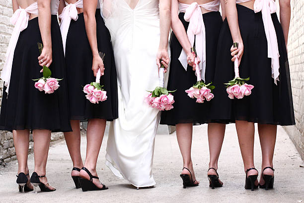 bridesmaids wearing black